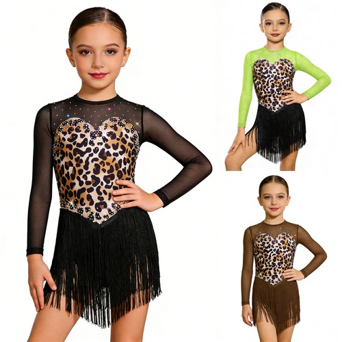 Girls leopard print latin - girls,